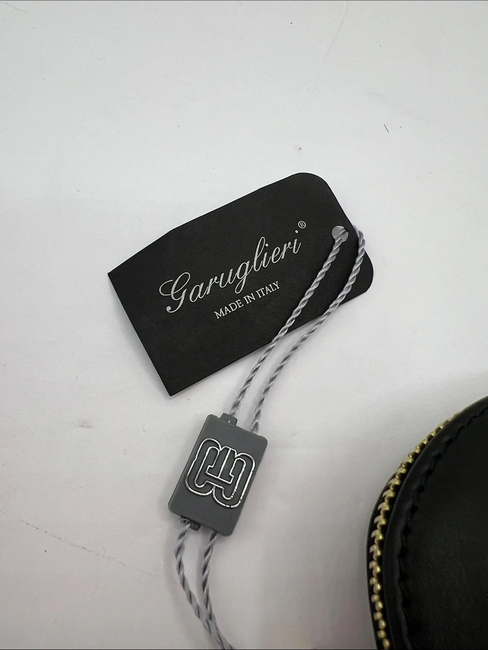 NWT ] Garuglieri Black Leather Cosmetic Case